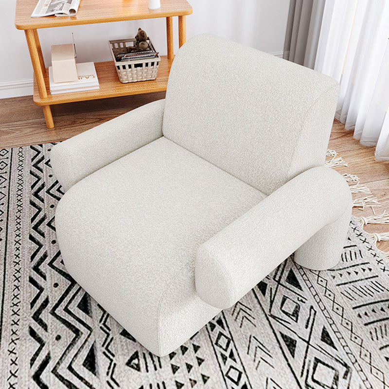 Nordic Lambswool Wood Accent Chair with Armrest