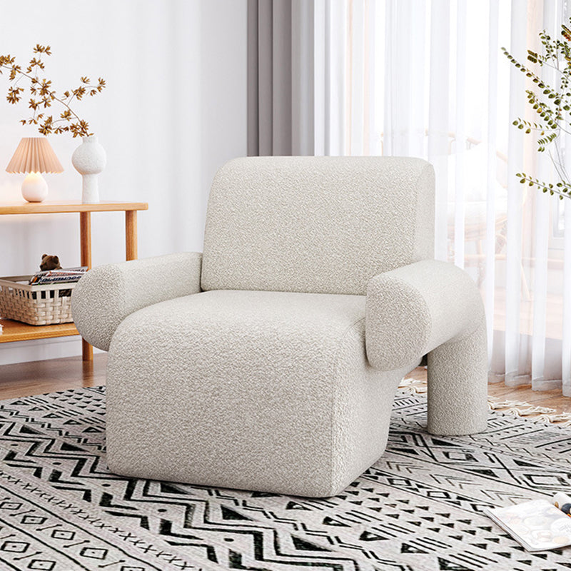Nordic Lambswool Wood Accent Chair with Armrest