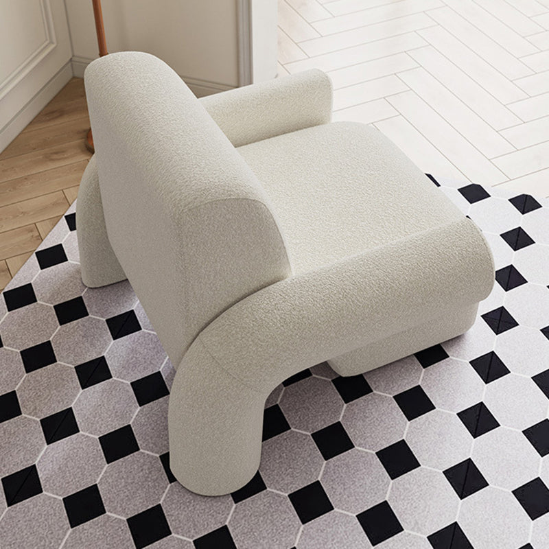 Nordic Lambswool Wood Accent Chair with Armrest