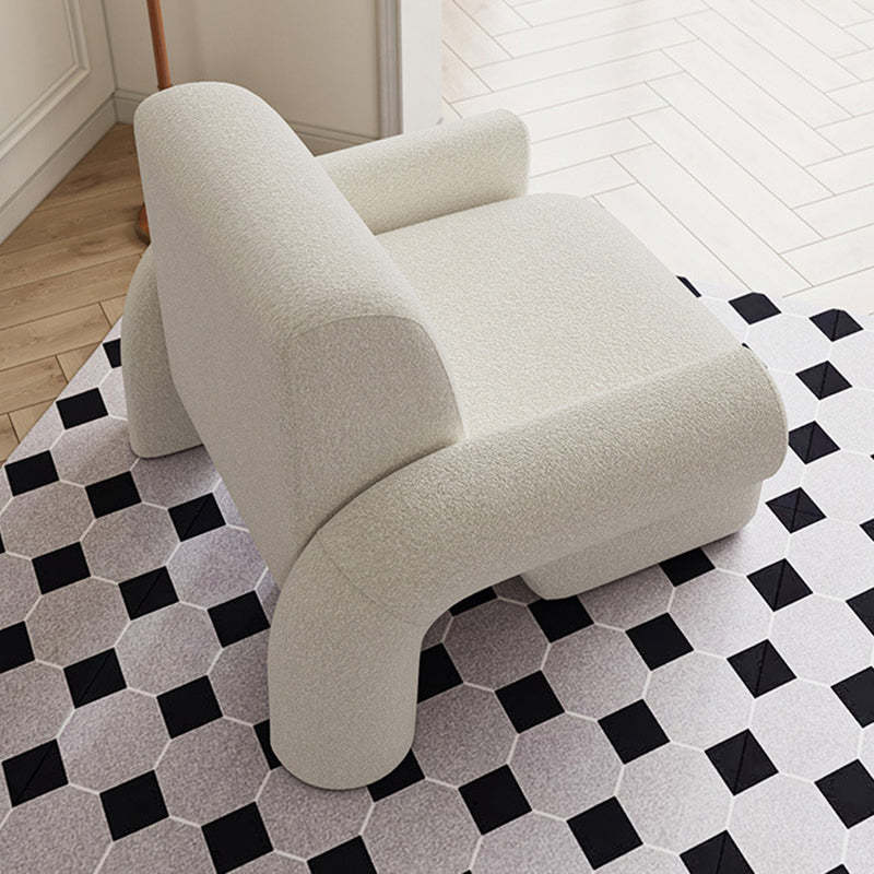 Nordic Lambswool Wood Accent Chair with Armrest