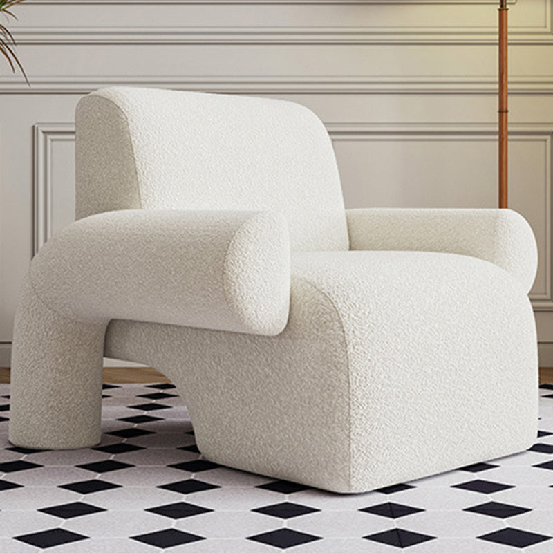 Nordic Lambswool Wood Accent Chair with Armrest