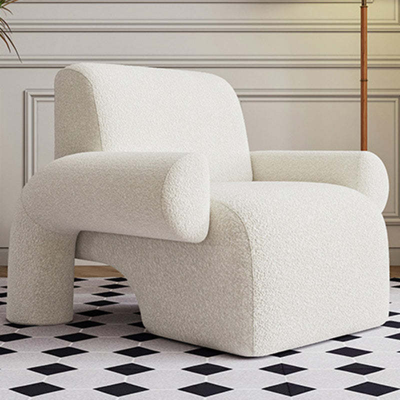 Nordic Lambswool Wood Accent Chair with Armrest