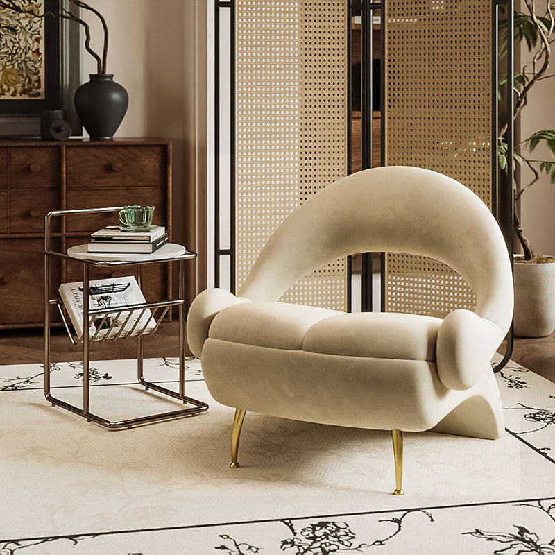 Art Deco Velvet Leisure Accent Chair — White