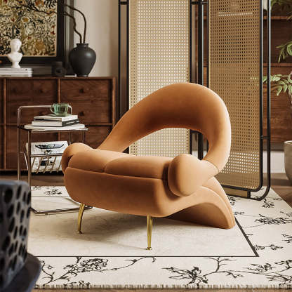 Art Deco Velvet Leisure Accent Chair