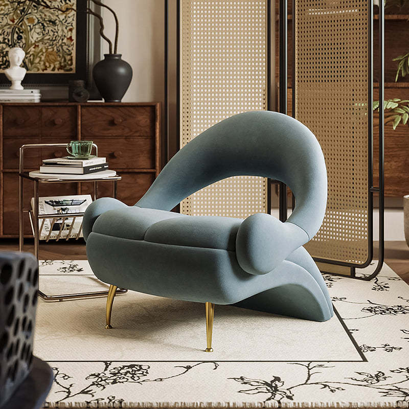 Art Deco Velvet Leisure Accent Chair — Grass Green