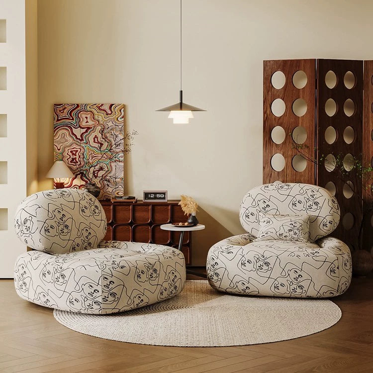 French Fabric Wood Jungle Print Accent Chair — Jungle Print Chair
