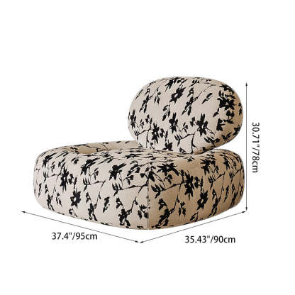 French Fabric Wood Jungle Print Accent Chair