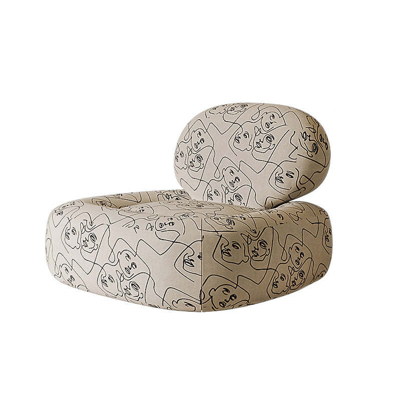 French Fabric Wood Jungle Print Accent Chair