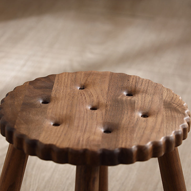 Kids Walnut Round Cookie Low Stool