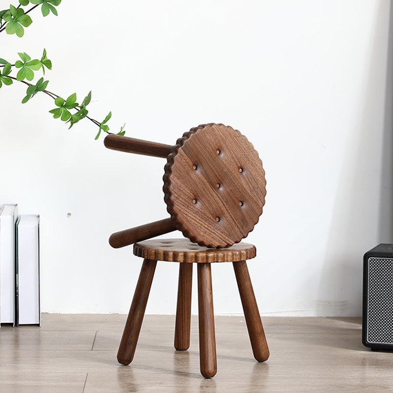Kids Walnut Round Cookie Low Stool
