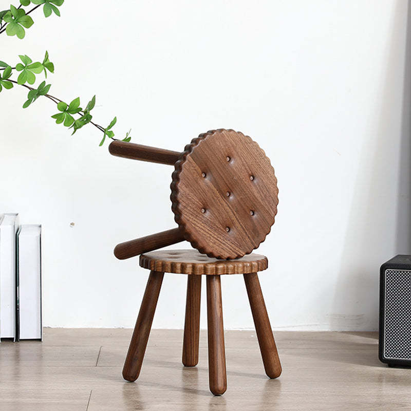 Kids Walnut Round Cookie Low Stool