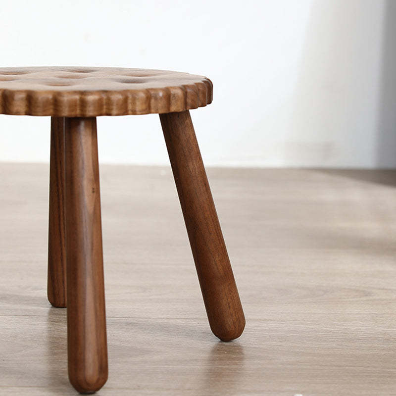 Kids Walnut Round Cookie Low Stool