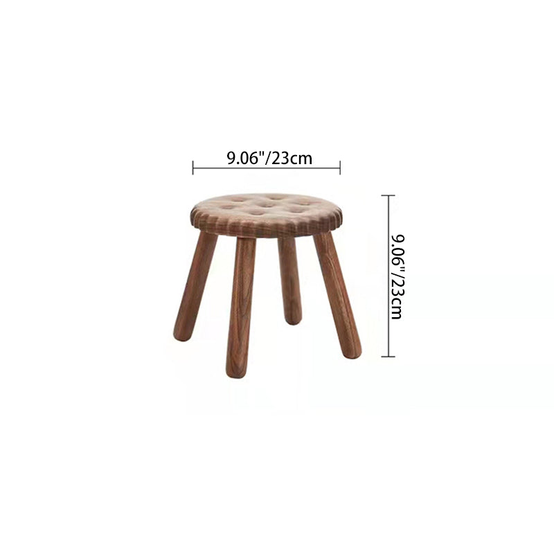 Kids Walnut Round Cookie Low Stool