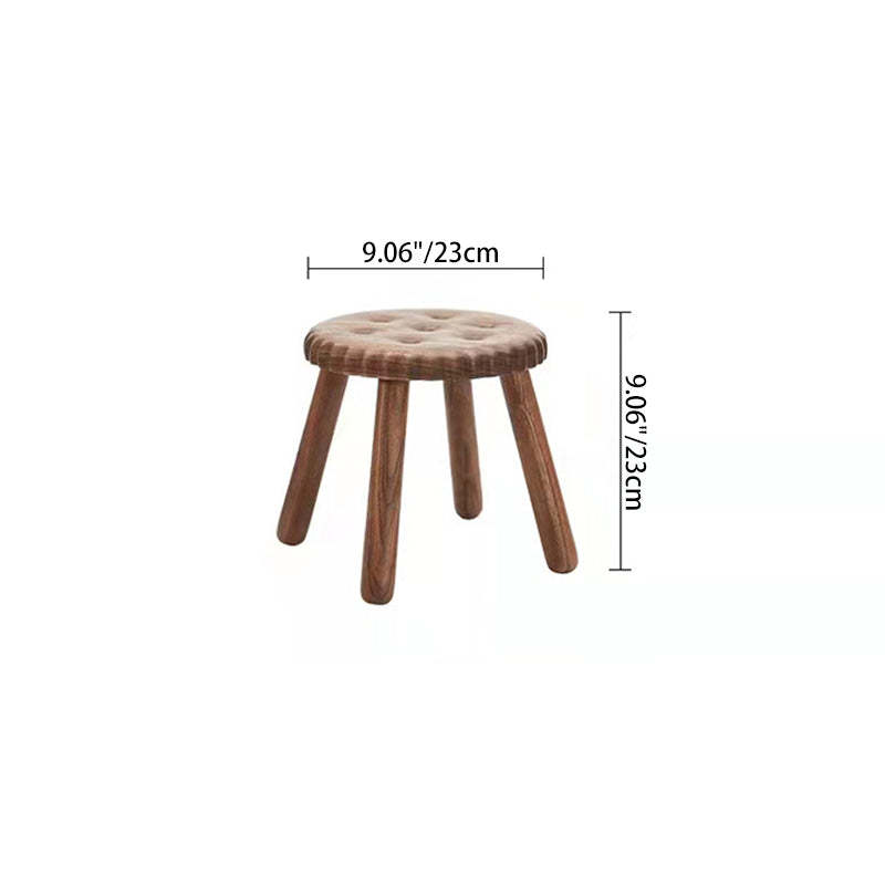 Kids Walnut Round Cookie Low Stool