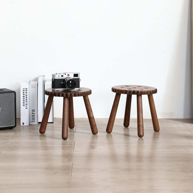 Kids Walnut Round Cookie Low Stool