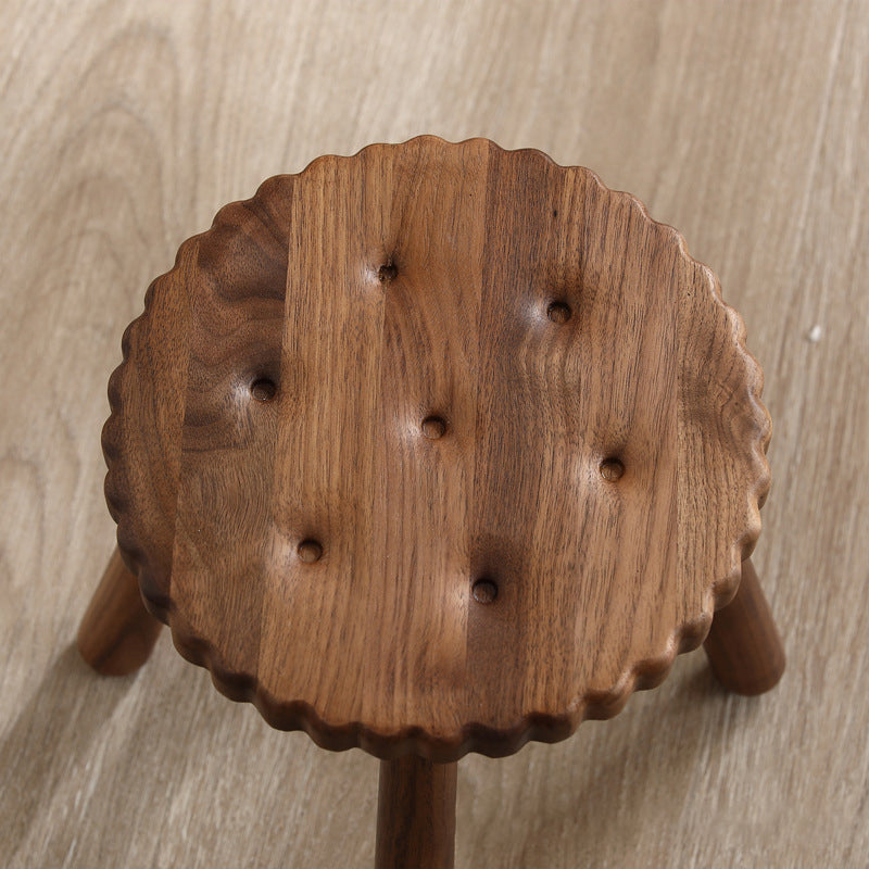 Kids Walnut Round Cookie Low Stool