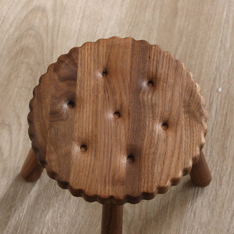 Kids Walnut Round Cookie Low Stool