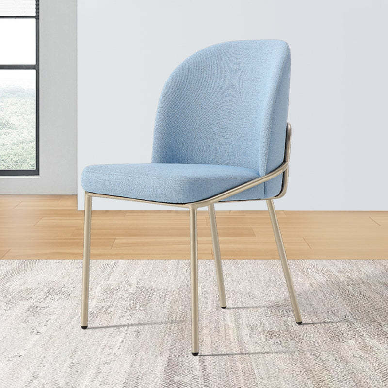 Scandinavian Microfiber Leather Dining Chair — Blue Seat + Gold Leg