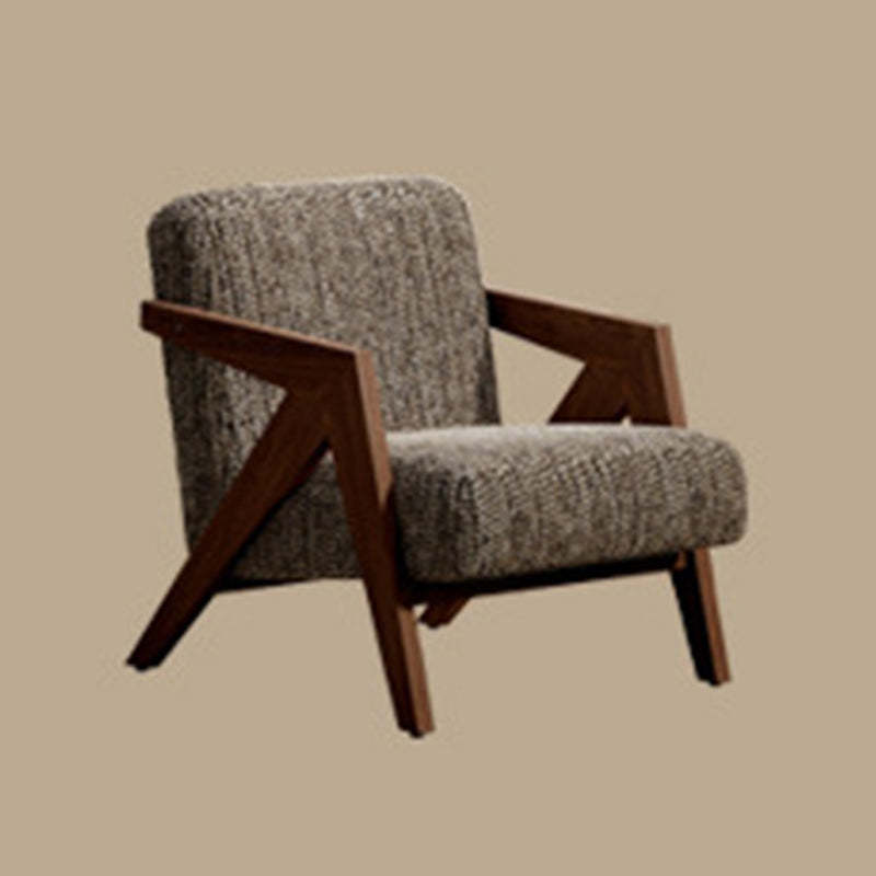Retro Fabric Ash Wood Arrow Accent Chair