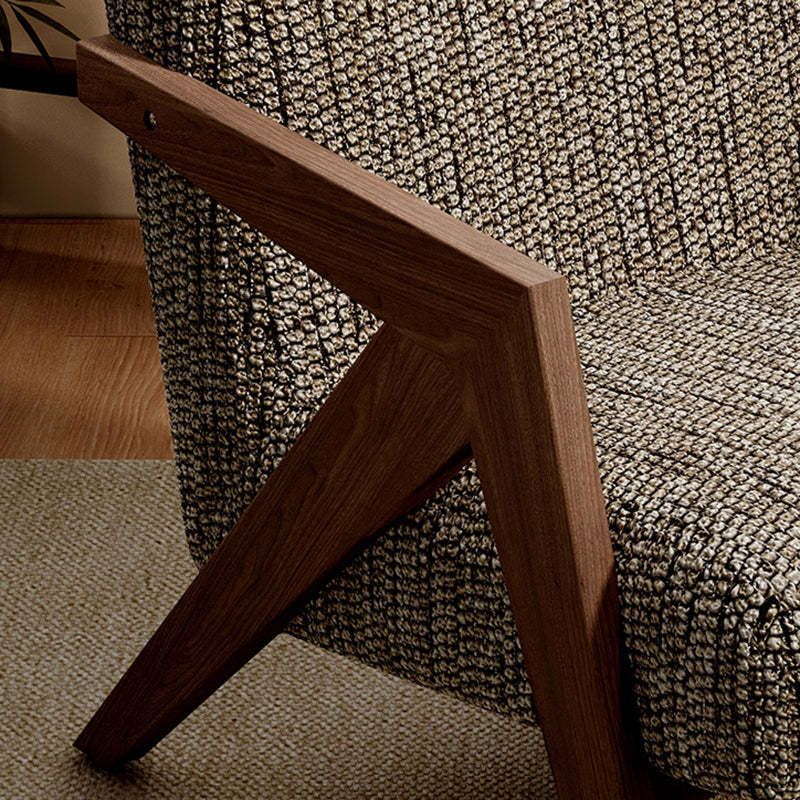 Retro Fabric Ash Wood Arrow Accent Chair