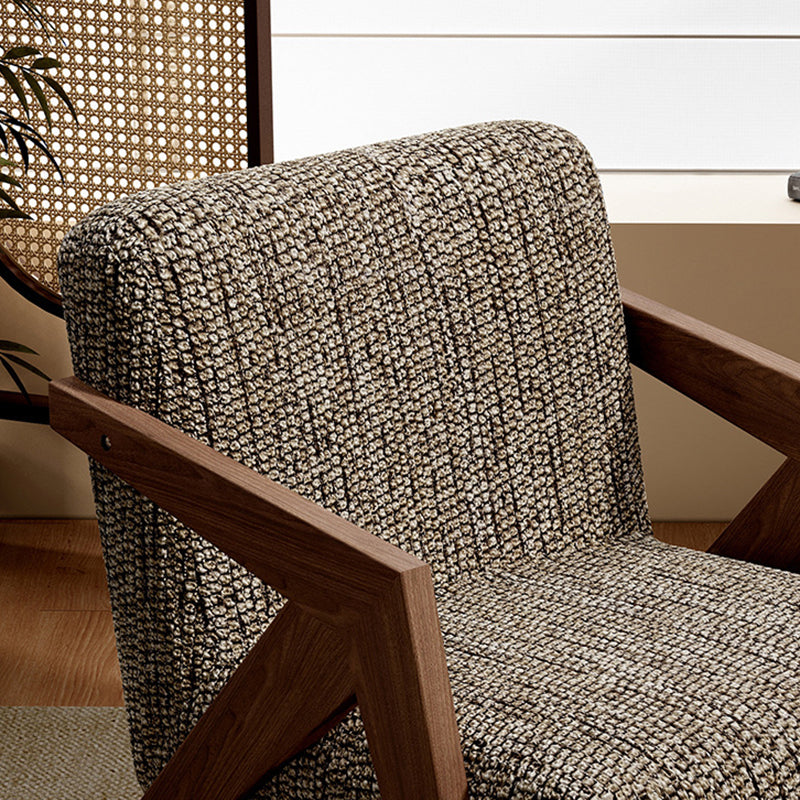 Retro Fabric Ash Wood Arrow Accent Chair