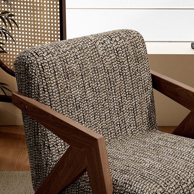 Retro Fabric Ash Wood Arrow Accent Chair