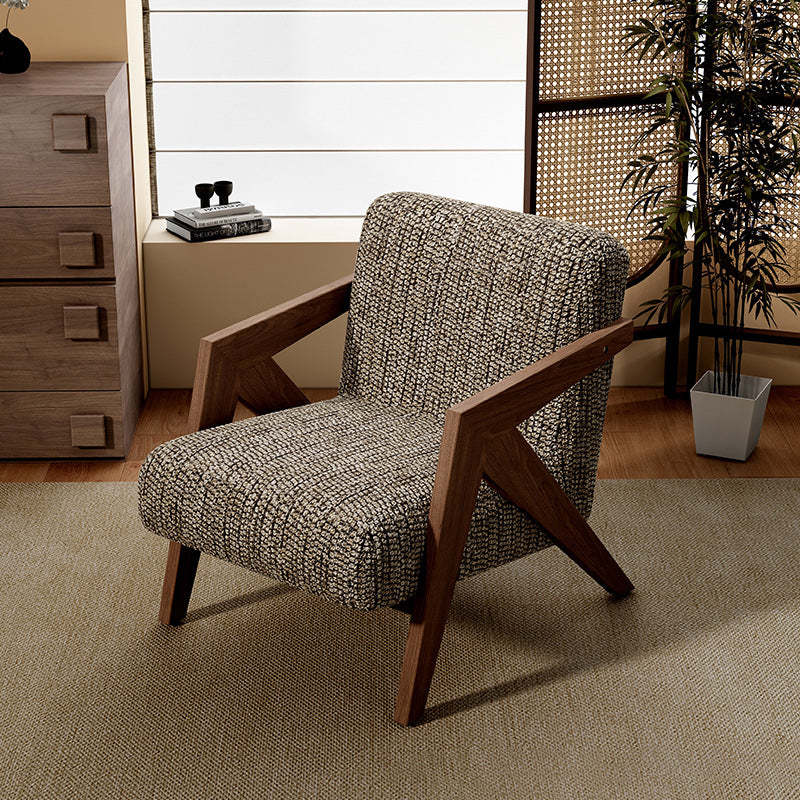 Retro ash arrow wood accent chairs in fabric — Cotton Linen