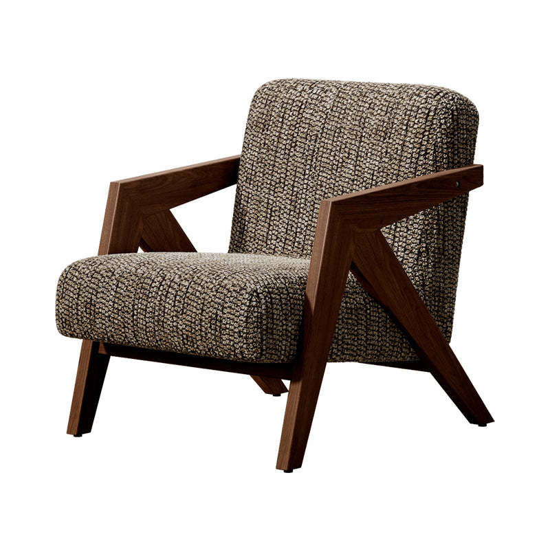 Retro Fabric Ash Wood Arrow Accent Chair