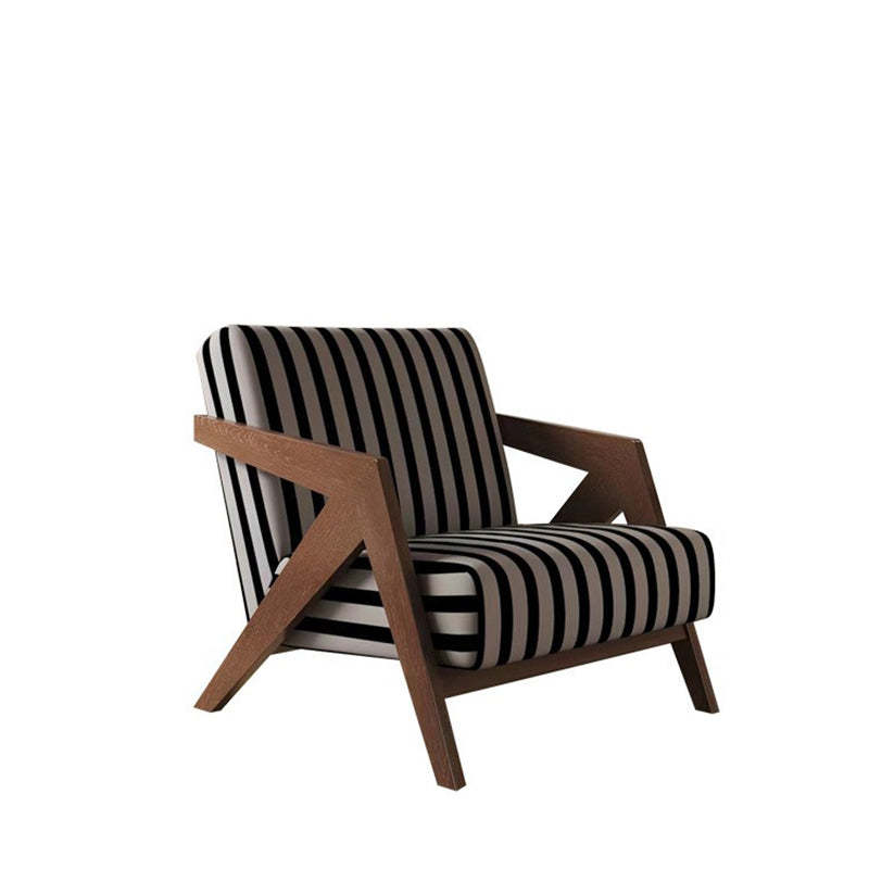 Retro Fabric Ash Wood Arrow Accent Chair
