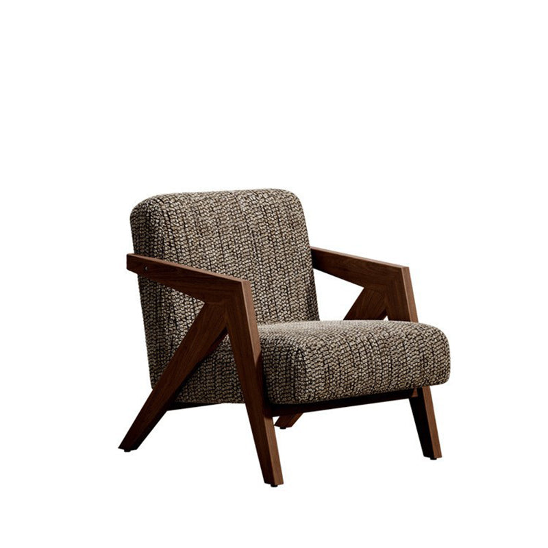 Retro Fabric Ash Wood Arrow Accent Chair