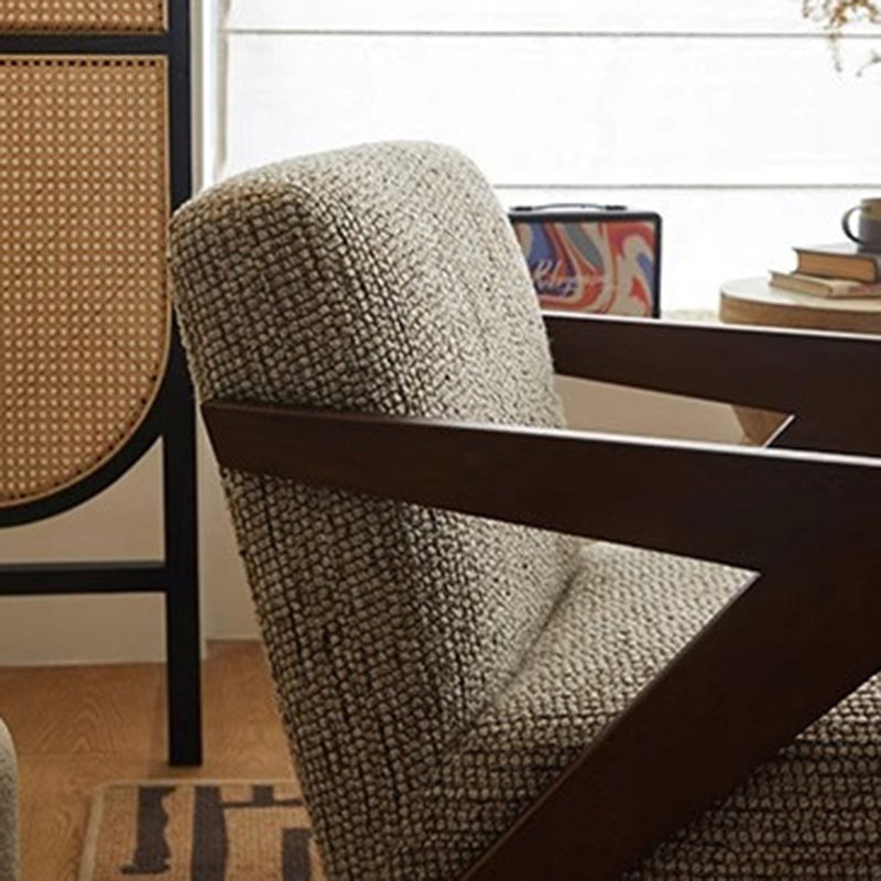 Retro Fabric Ash Wood Arrow Accent Chair