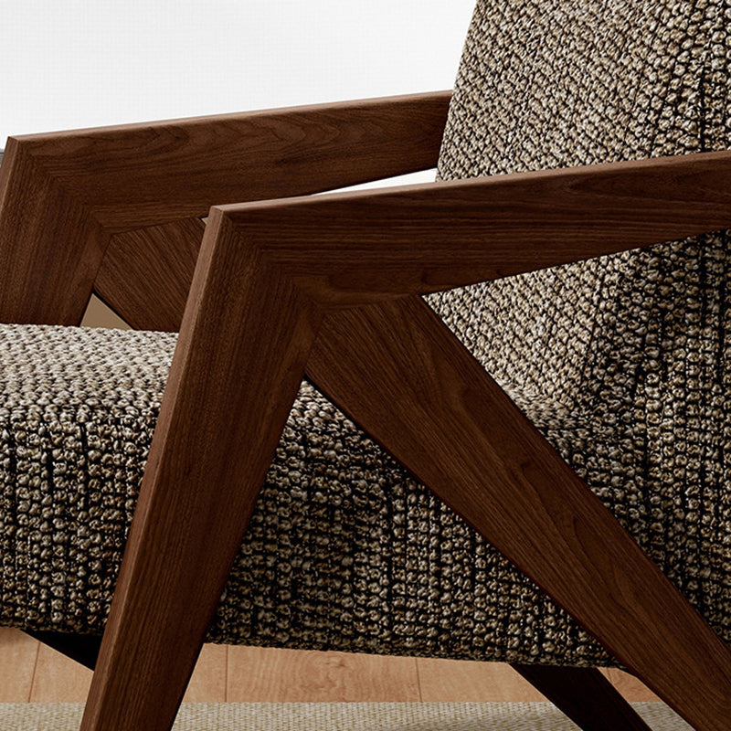 Retro Fabric Ash Wood Arrow Accent Chair