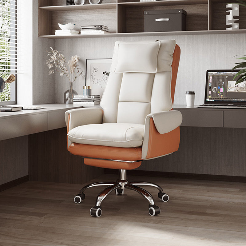 Modern Leather Steel Square Reclinable Desk Chair