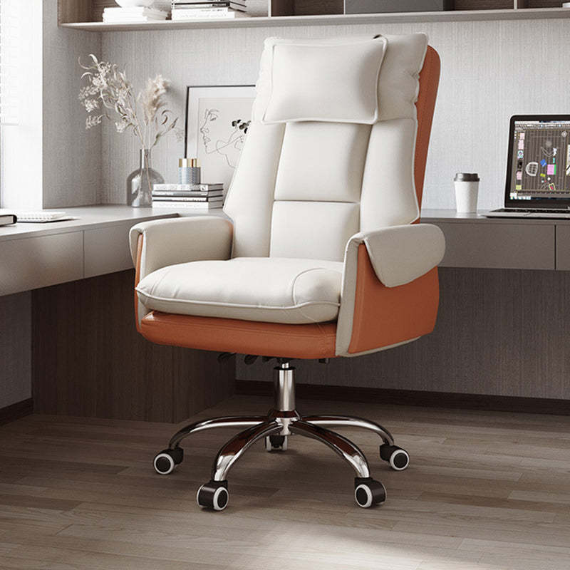 Gray minimalist reclinable square office chairs — Without Footrest / Steel / White & Orange