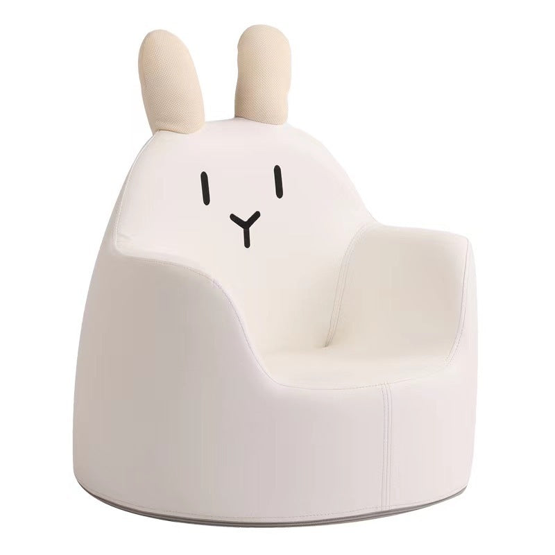 Kids Cartoon Animal Leather Rabbit Bear Dinosaur Low Stool — Beige Rabbit
