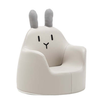 Kids Cartoon Animal Leather Rabbit Bear Dinosaur Low Stool — Gray Dinosaur - B