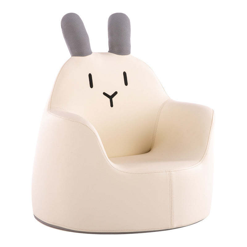Kids Cartoon Animal Leather Rabbit Bear Dinosaur Low Stool — Yellow Lion