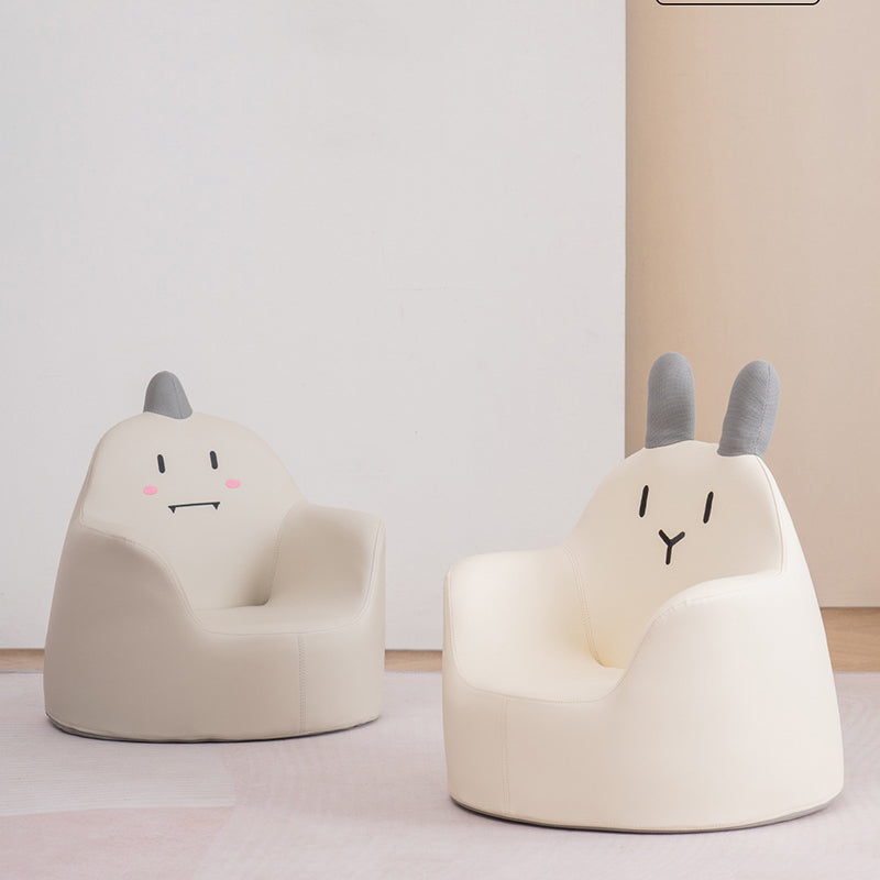 Kids Cartoon Animal Leather Rabbit Bear Dinosaur Low Stool — Beige Bear