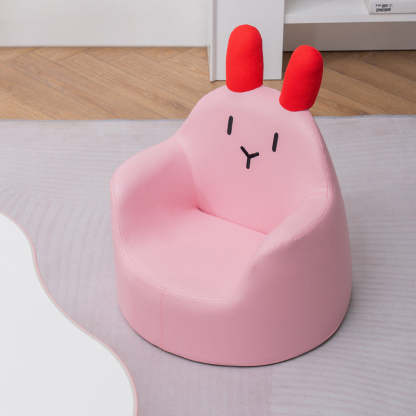 Kids Cartoon Animal Leather Rabbit Bear Dinosaur Low Stool — Blue Dinosaur