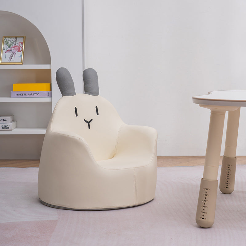 Kids Cartoon Animal Leather Rabbit Bear Dinosaur Low Stool — Pink Rabbit