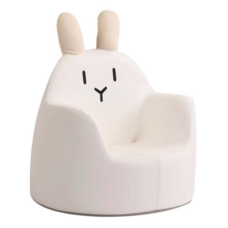 Kids Cartoon Animal Leather Rabbit Bear Dinosaur Low Stool — Beige Rabbit