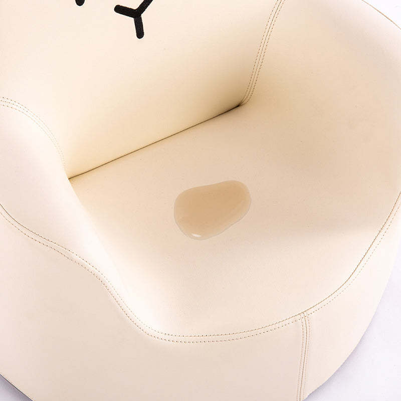 Kids Cartoon Animal Leather Rabbit Bear Dinosaur Low Stool — Yellow Lion