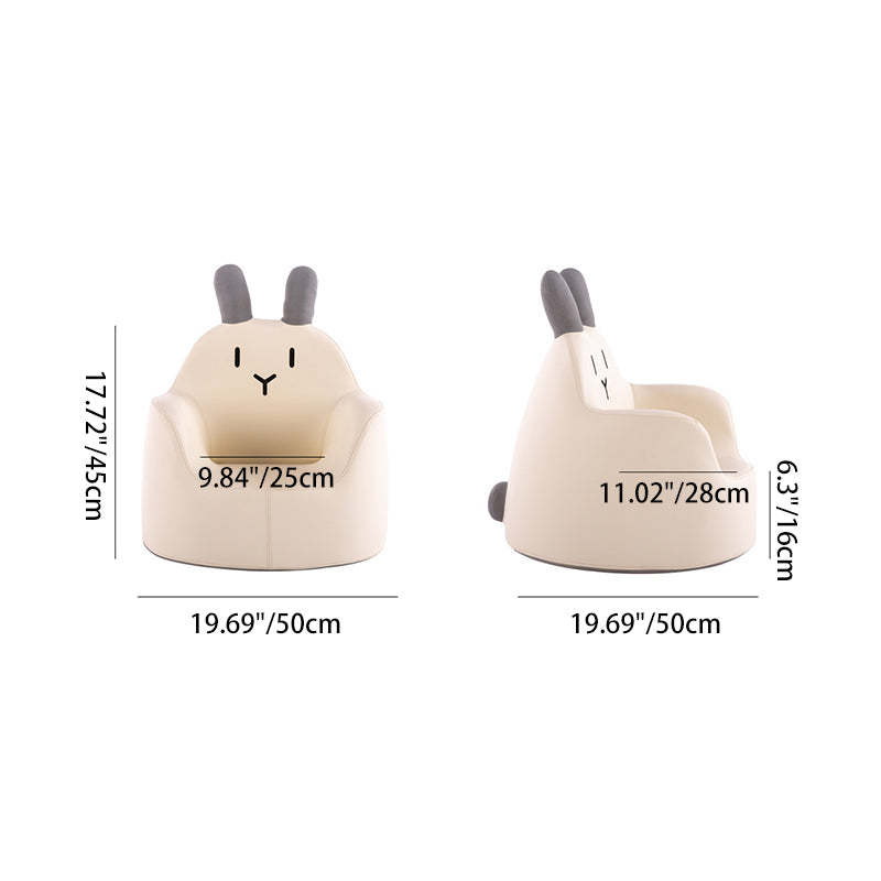 Kids Cartoon Animal Leather Rabbit Bear Dinosaur Low Stool — Gray Lion