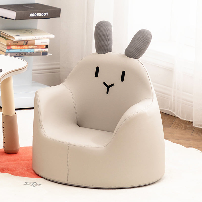 Kids Cartoon Animal Leather Rabbit Bear Dinosaur Low Stool — White Rabbit