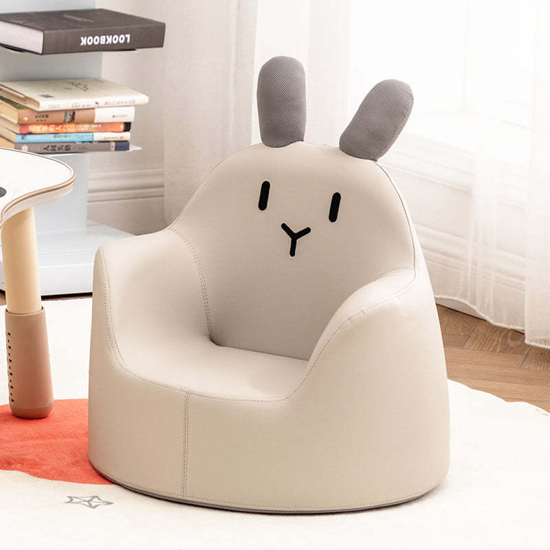 Kids Cartoon Animal Leather Rabbit Bear Dinosaur Low Stool — White Rabbit