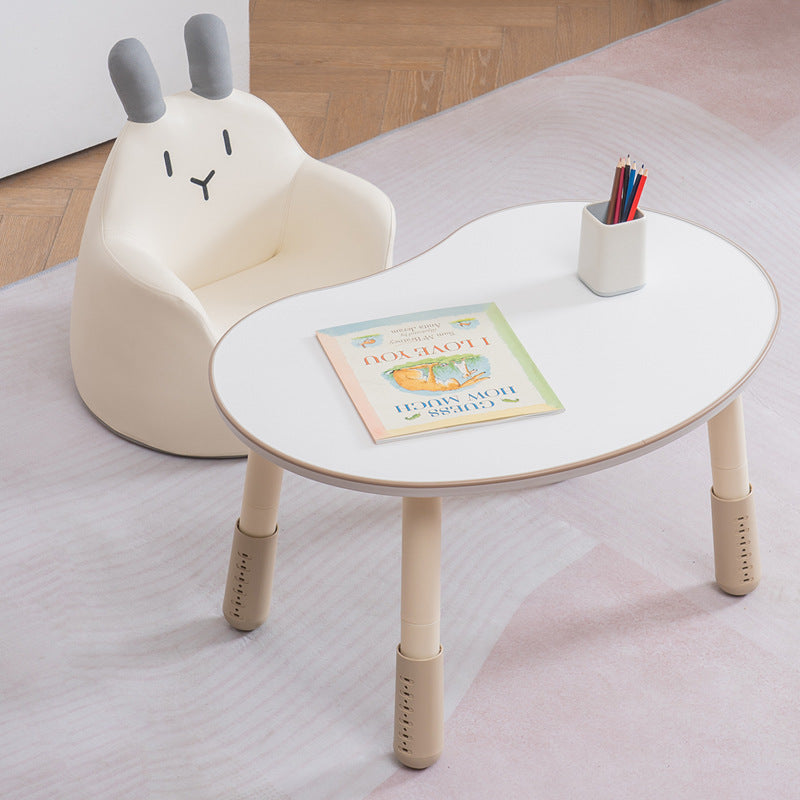 Kids Cartoon Animal Leather Rabbit Bear Dinosaur Low Stool — Gray Dinosaur - A