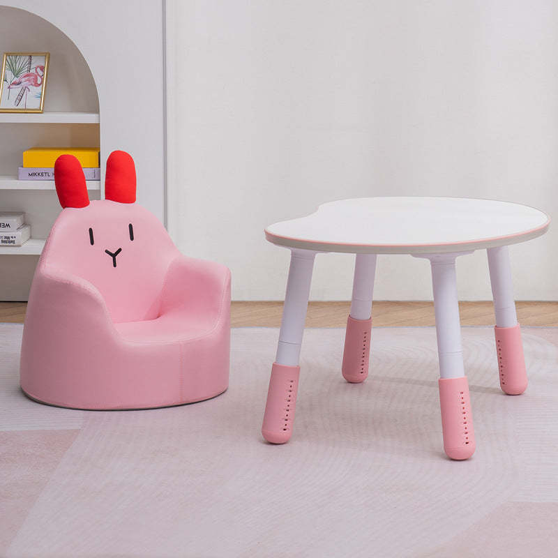 Kids Cartoon Animal Leather Rabbit Bear Dinosaur Low Stool — Pink Bear