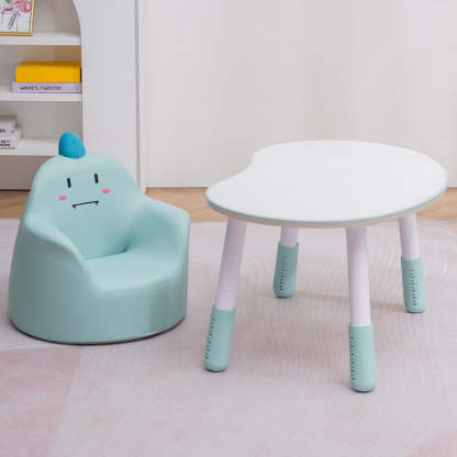 Kids Cartoon Animal Leather Rabbit Bear Dinosaur Low Stool — Blue Bear