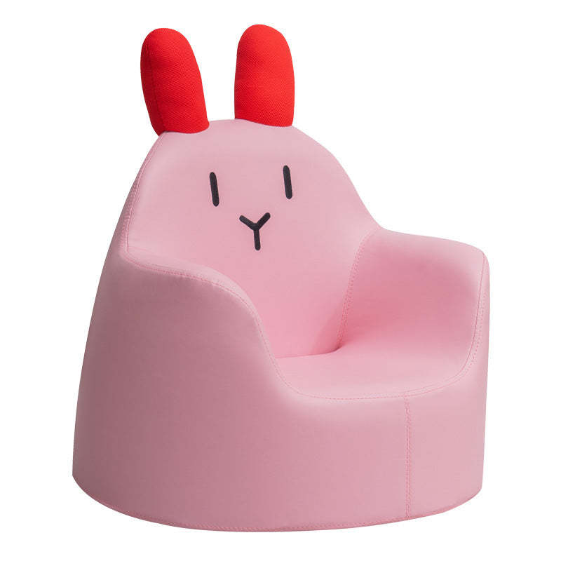 Kids Cartoon Animal Leather Rabbit Bear Dinosaur Low Stool — Beige Bear