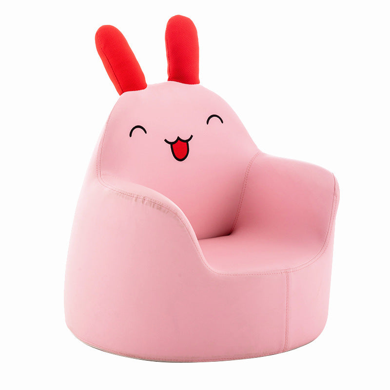 Kids Cartoon Animal Leather Rabbit Bear Dinosaur Low Stool — Blue Bear
